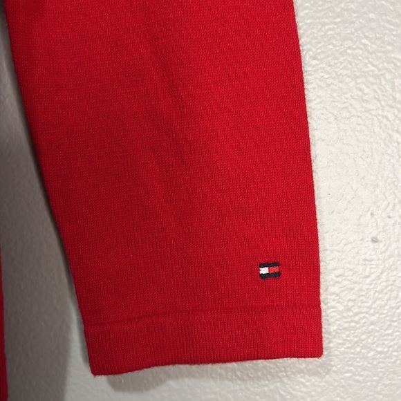 TOMMY HILFIGER Red Stud Embellished V Neck Sweater - Picture 2 of 6